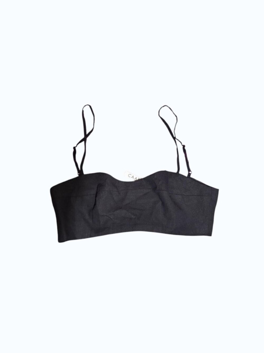 Caara Women’s Black Crop Top Size M Adjustable Strap Minimalist Chic Blouse.